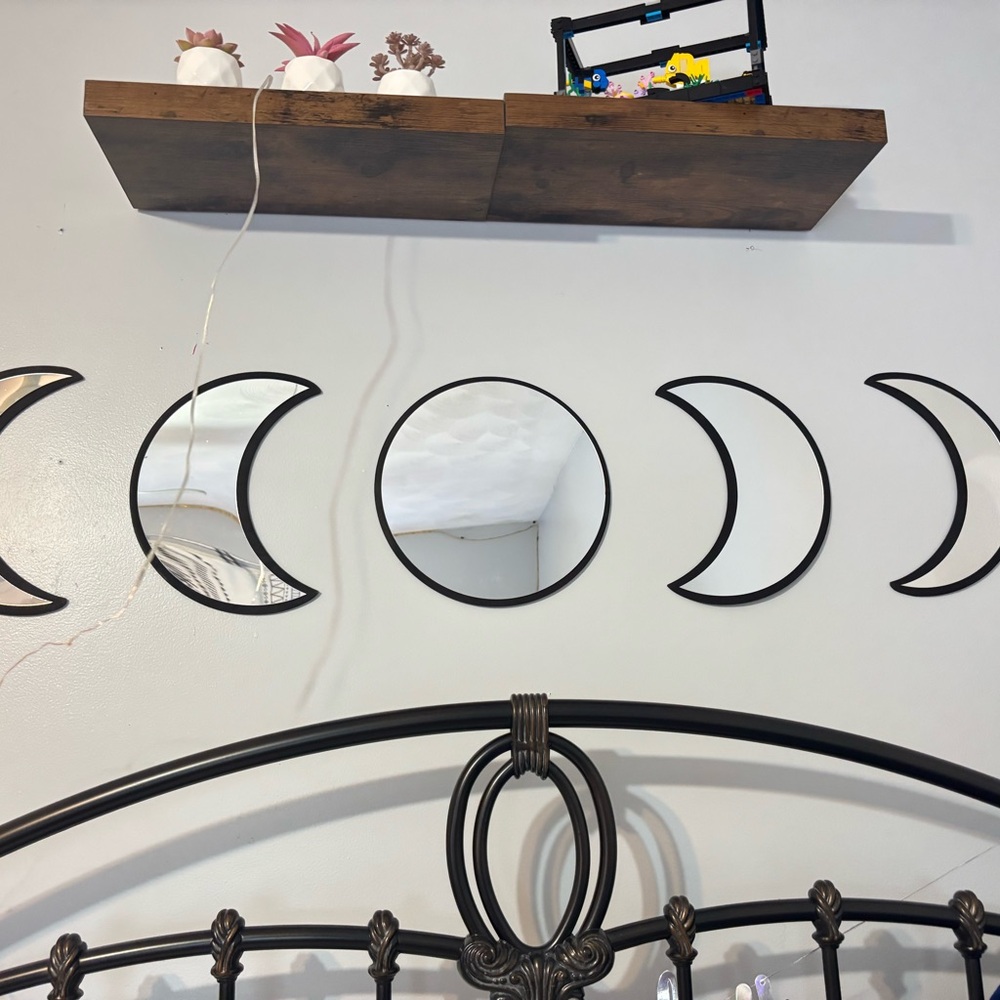 Lunar Phase Wall Mirror Set - Black